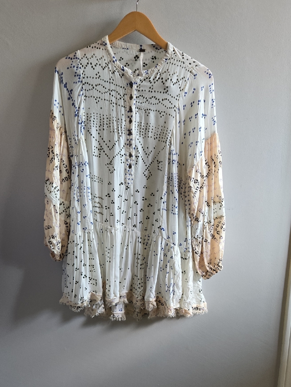 Free People Boho Long Sleeved Shibori Tunic XS